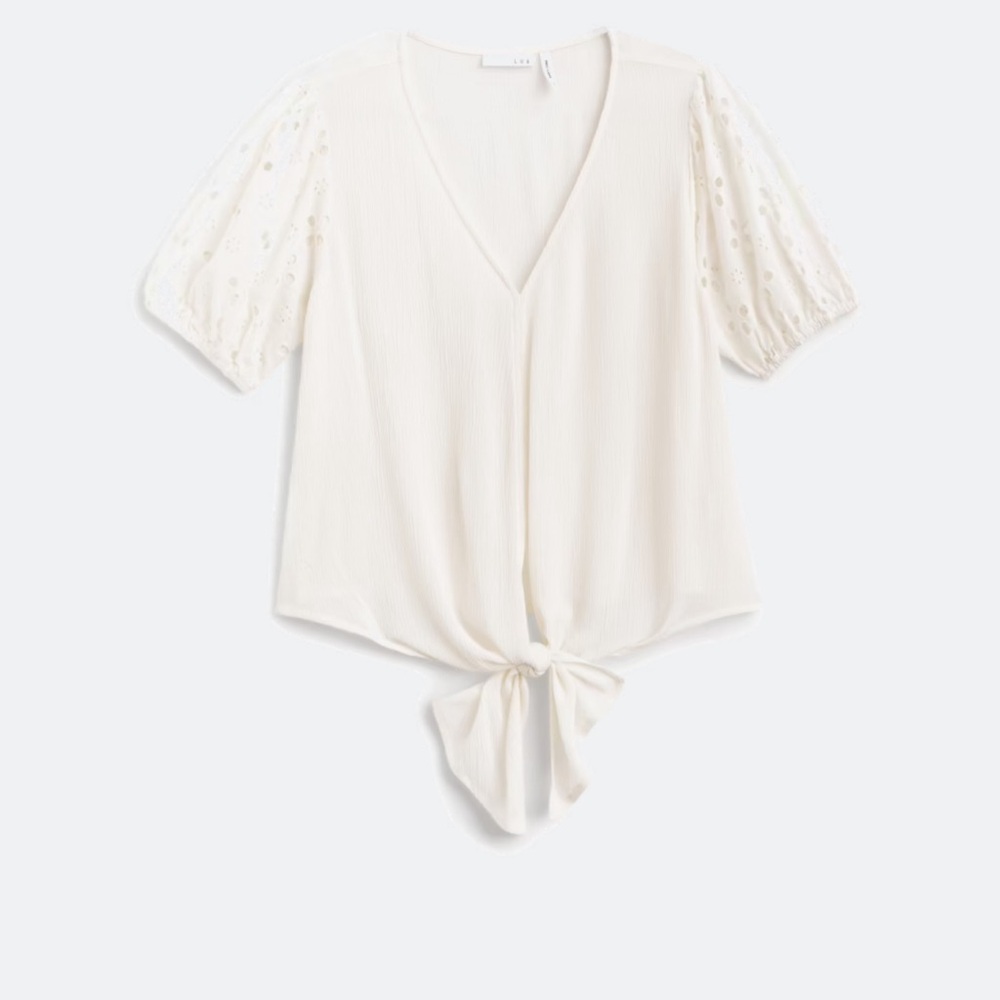 Rhee Eyelet Detail Tie Front Top